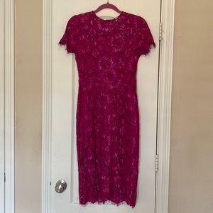 NSR floral Lace peekaboo dress in hot pink size M